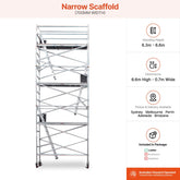 6.3m - 6.6m Narrow Aluminium Mobile Scaffold Base Tower